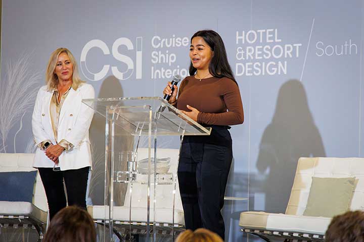 woman speaking at hotel and resort design south conference