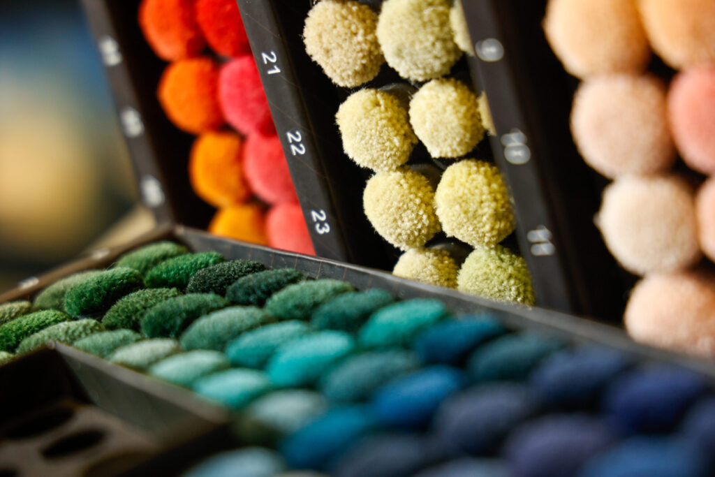 A collection of different coloured fabric walls