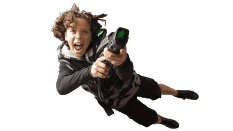 a boy playing laser tag