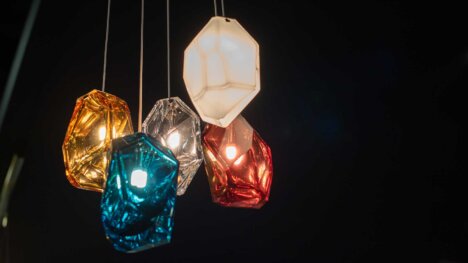 close up of chelsom lighting in red, blue, white, clear and yellow