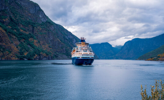 Cruise Ship, Cruise Liners On Hardanger fjorden, Norway
