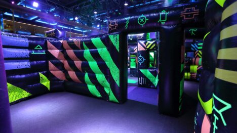 The neon-laced laser tag arena aboard Royal Caribbean
