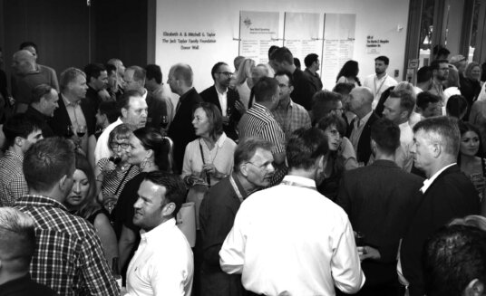 Black and white networking at Cruise Ship Interiors Expo