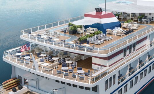 american cruise lines vessel top deck