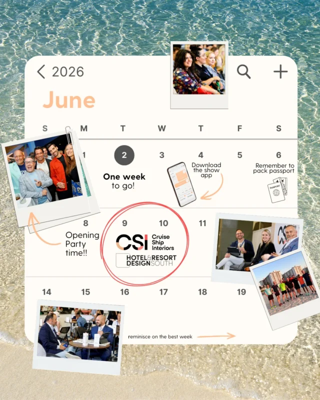 We're in for a busy June 😎

Want your calendar to look the same? 

Simply follow the link in our bio to register for your free pass, download the show app, and more! 

If you're already registered... we can't wait to see you NEXT WEEK! 🌴

#CSI26 #HRDS26 #hotelinteriors #cruiseinteriors #cruisecommunity